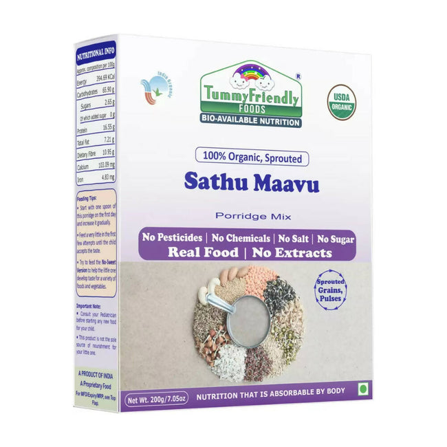 TummyFriendly Foods Organic Sathu Maavu, and Sprouted Ragi, Oats, Red Lentil, Banana Porridge Mixes Main Image