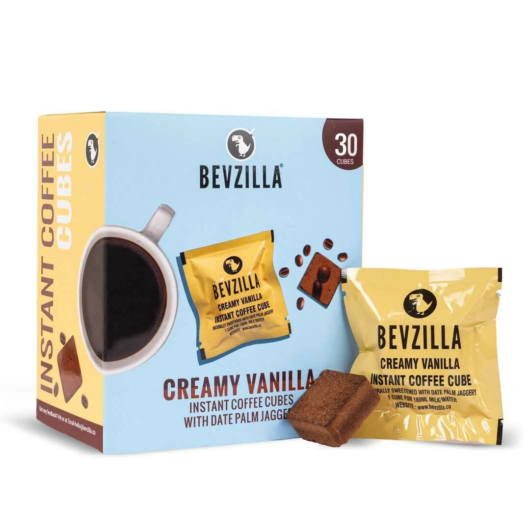 Bevzilla Instant Coffee Cubes Pack with Organic Date Palm Jaggery - Creamy Vanilla