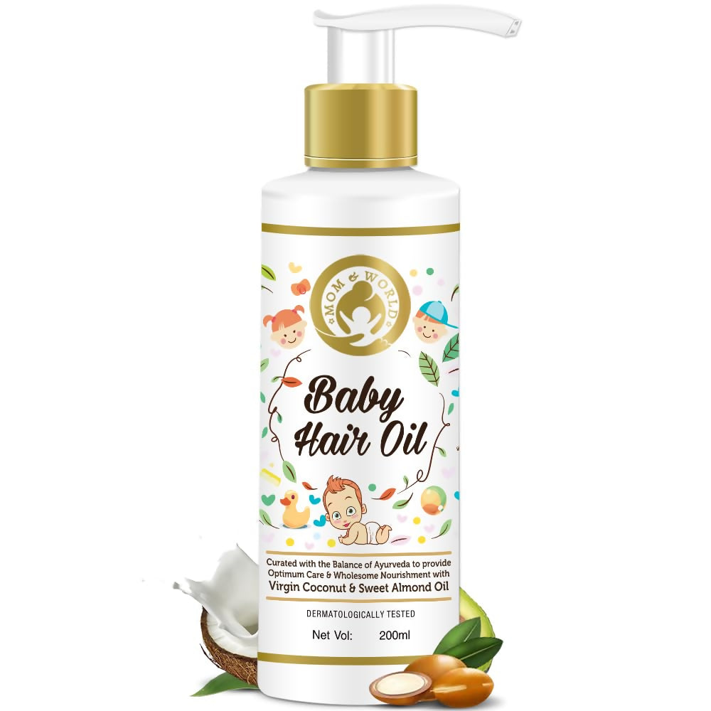 Mom & World Baby Hair Oil With Organic & Cold Pressed Natural Oil