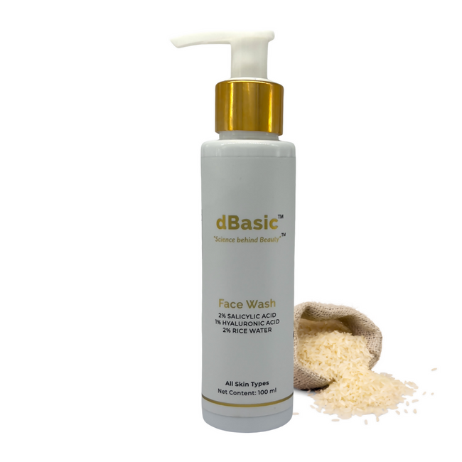 dBasic Salicylic Acid Face Wash with Rice Water For Acne Prone Skin, Cleanses Pores & Excess Oil Hover Image