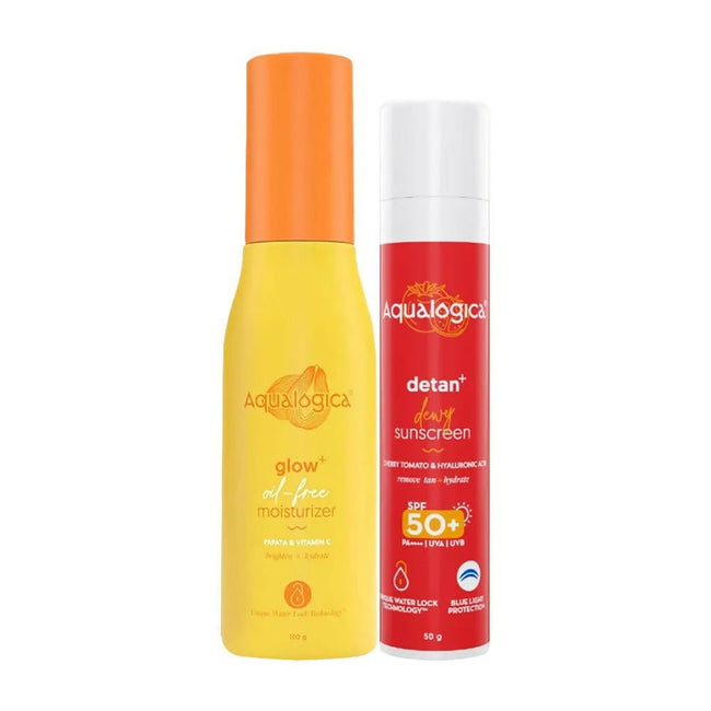 Aqualogica Glow Oil Free Moisturizer + Detan Sunscreen Combo - Limited Time Offer Hover Image