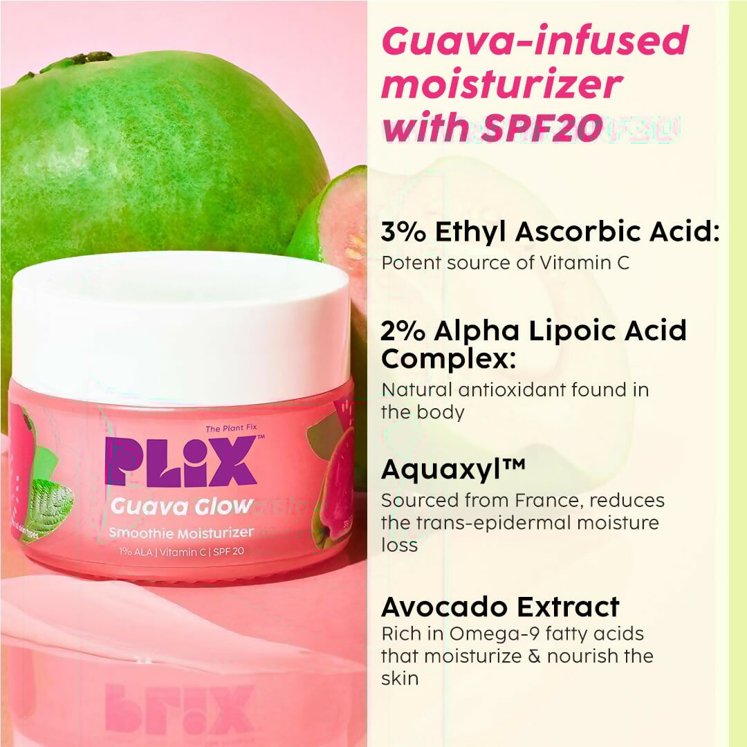 PLIX The Plant Fix Avocado Ceramide Moisture Rush Juicy Cleanser and Guava Moisturizer Combo