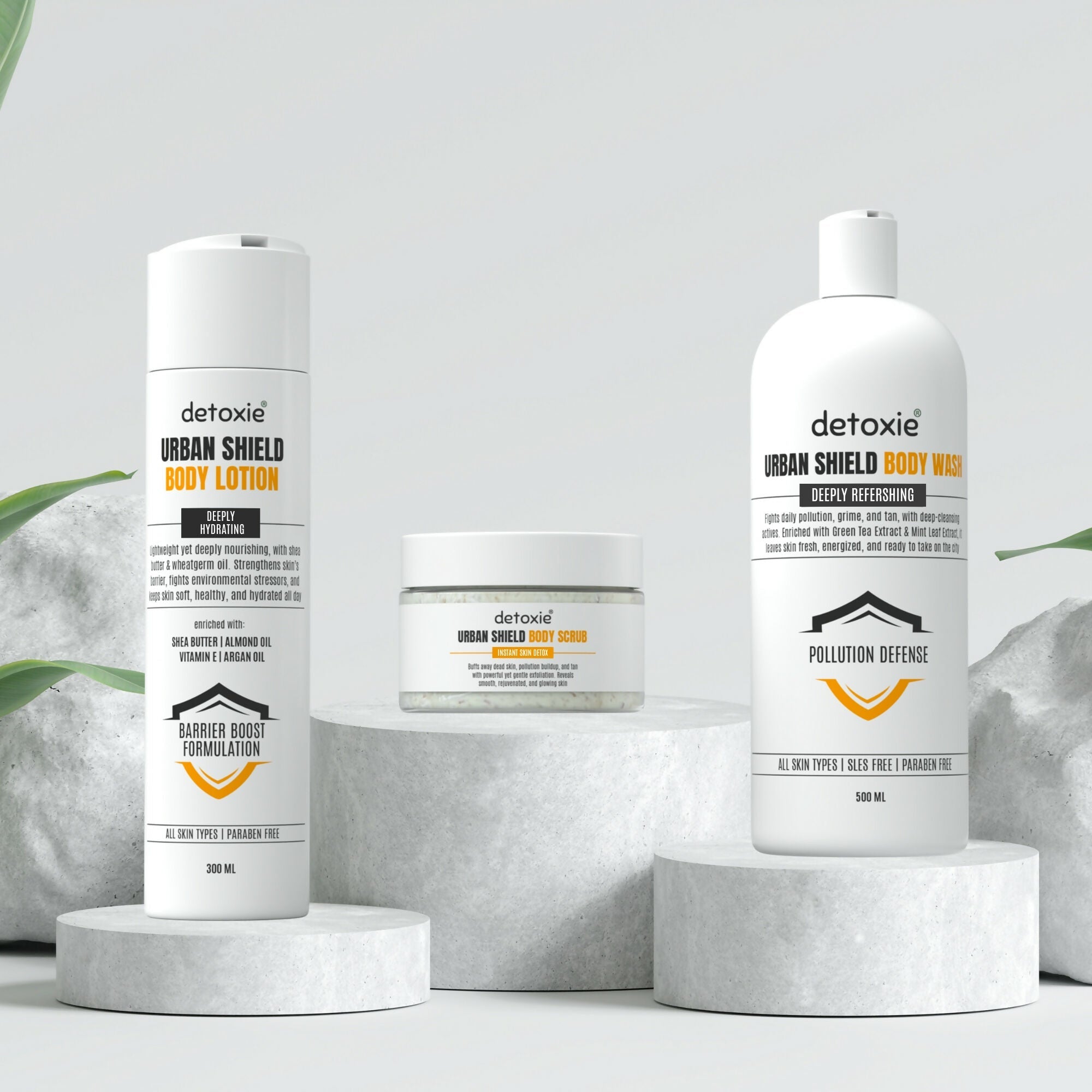Detoxie Body Wash Lotion & Scrub Combo - Urban Shiled