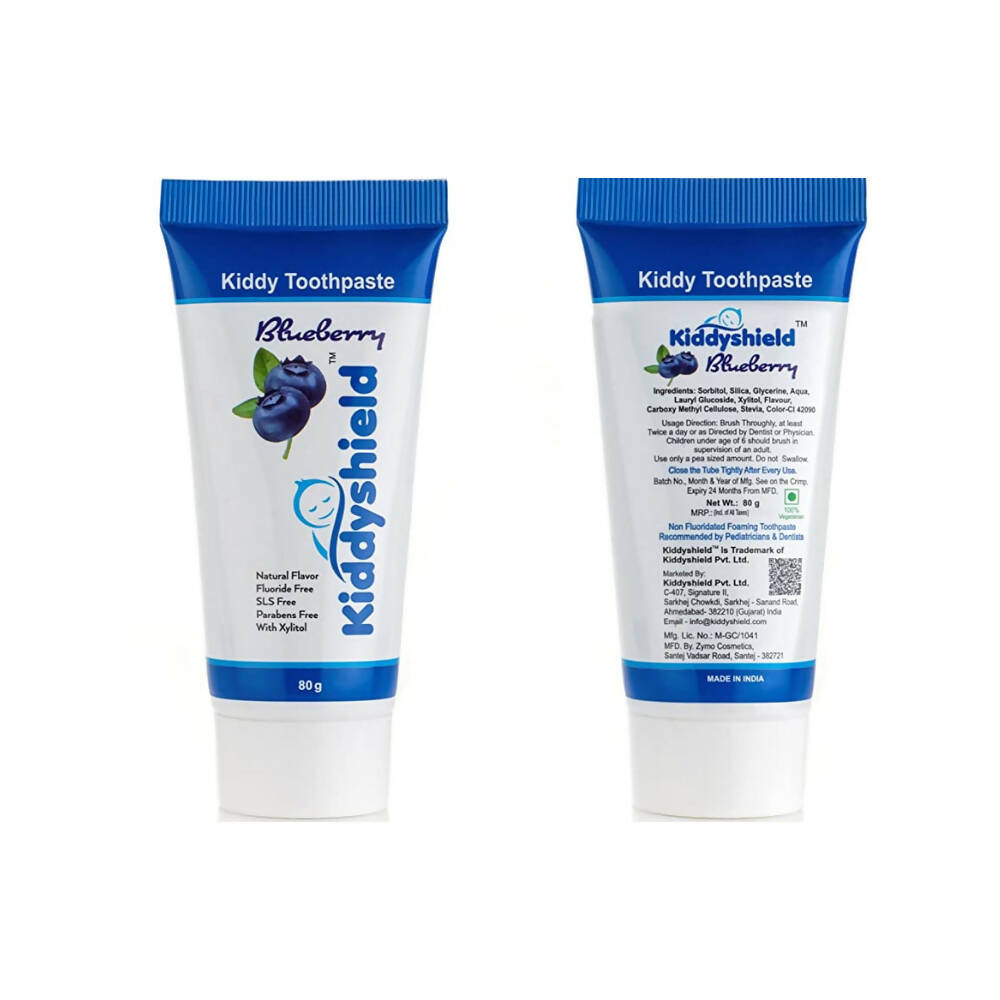 Kiddyshield Fluoride Free Formula Baby Toothpaste Blueberry For Kids 1+ Years