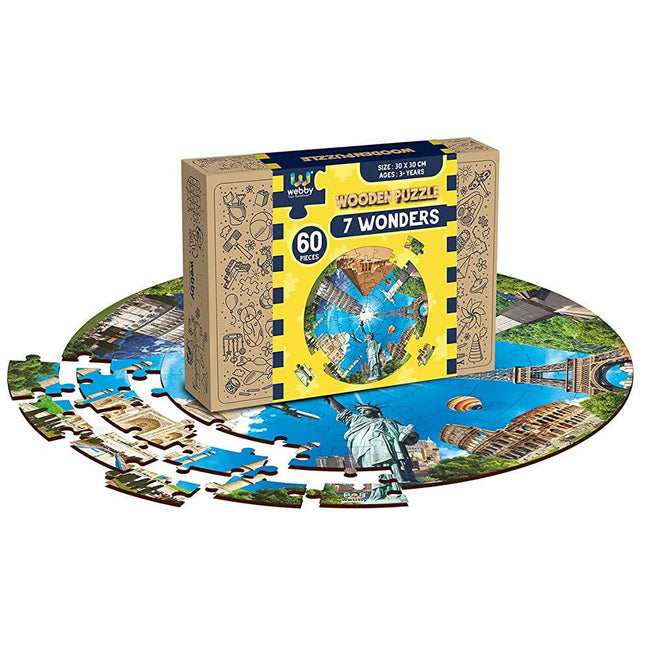 Webby Wooden Seven Wonders of The World Jigsaw Puzzle-60 Pcs Main Image
