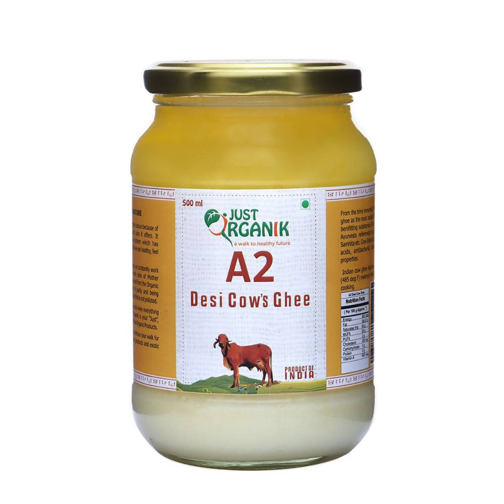 Just Organik A2 Desi Cow Ghee | A2 Ghee | 100% Desi Cow Ghee | Organic Grass Fed Cow's Desi Ghee
