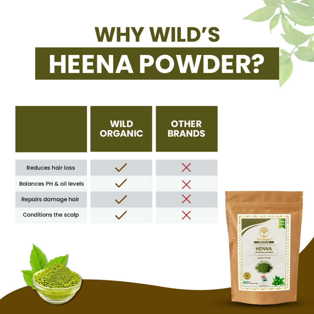 Wild Organic Henna Hair Colour Powder For Smooth Hair Pack