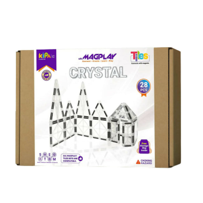 Kipa MagPlay Crystal 28 Pieces Magnetic Tiles, Set, Constructing and Creative Learning Educational Stem Toy with Smart Outdoor BagPack for Kids Hover Image