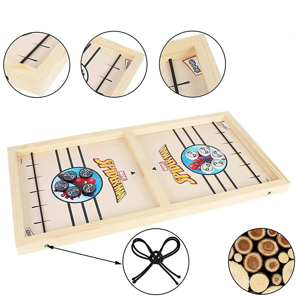 Skoodle Marvel Spider-Man Sling Puck Game, Super Fast Portable Table Board Game for Kids and Adults