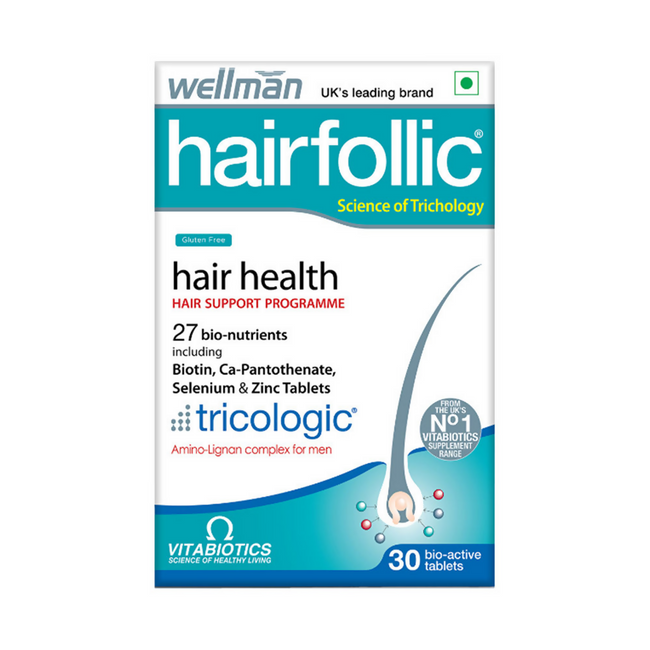 Wellman Hairfollic UK's No.1 Hair Supplement Tablets For Men ( Tricologic Formula 30 Vitamins & Minerals) Hover Image