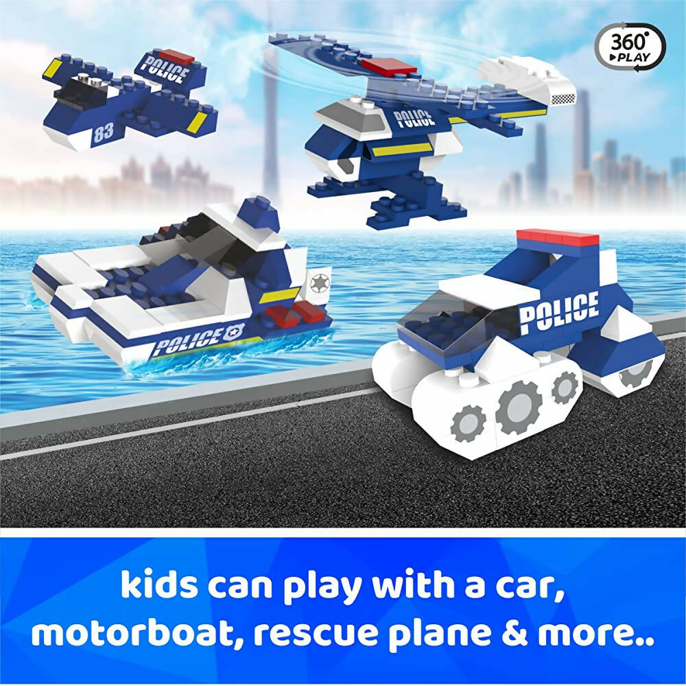 Webby 6 in 1 Police ABS Building Blocks Kit for Kids (169 Pcs)