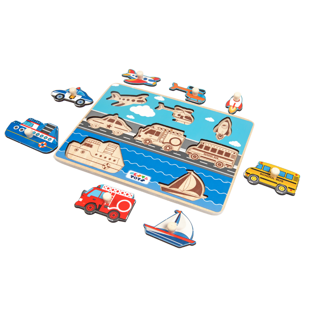 Nesta Toys Wooden Vehicle Knob Puzzle (8 Pcs)