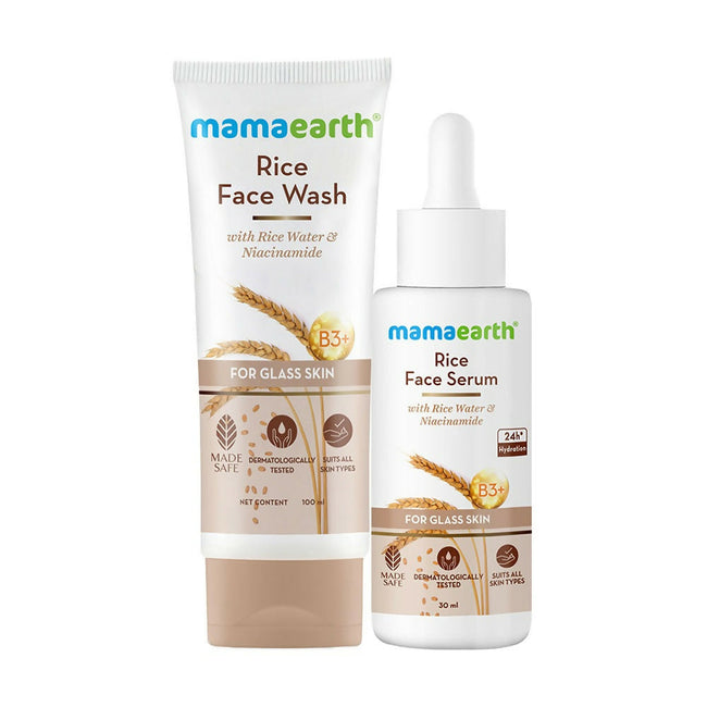 Mamaearth Rice Face Wash & Serum Combo For Glass Skin Hover Image