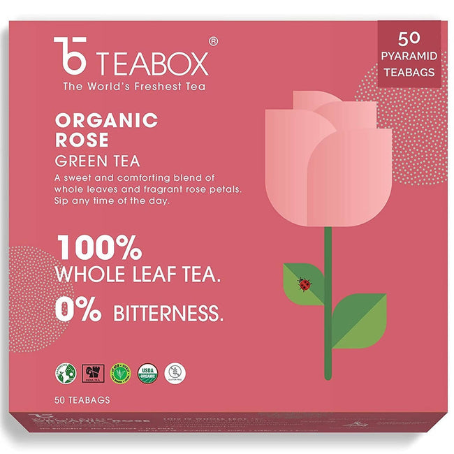 Teabox Organic Rose Green Tea Bags Hover Image