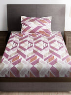 Story@home Arena Pink & White Geometric Printed 180 TC Bedsheet & Pillow Covers