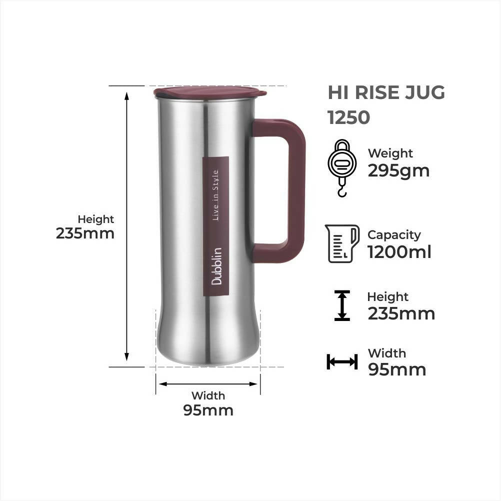 Dubblin High Rise Jug Stainless Steel Sipper Water Jug
