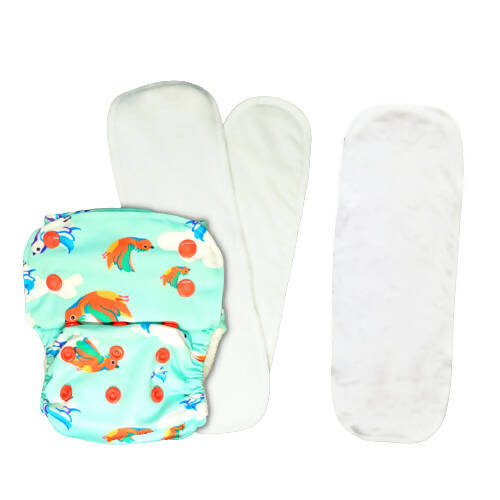 Kindermum Nano Pro Aio Cloth Diaper (With 2 Organic Inserts And Power Booster)-Birdie For Kids