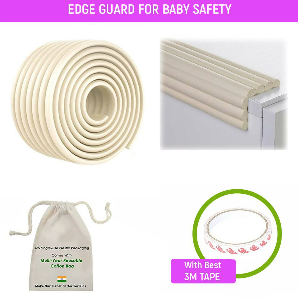 Safe-O-Kid Prevents From Head Injury Multi Functional 2 Meter Edge Guard, White