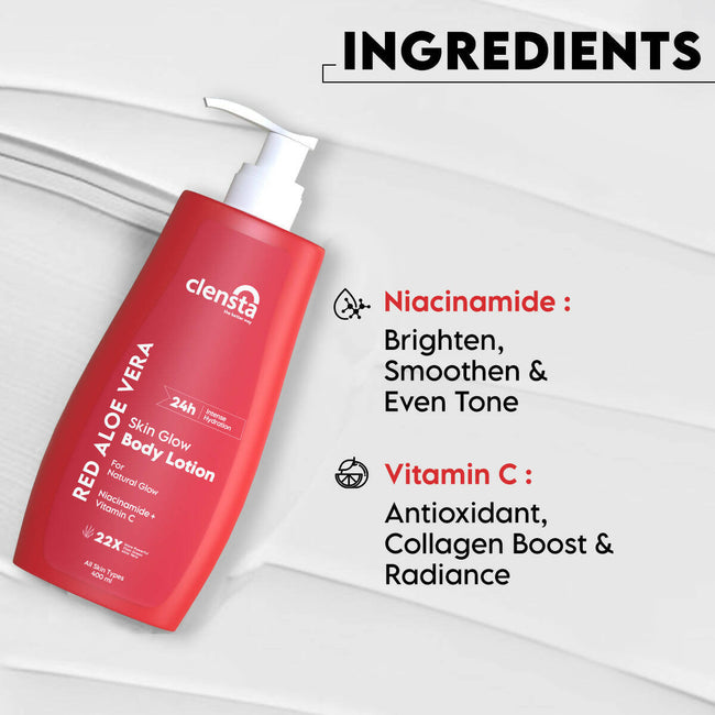 Clensta Red Aloe Vera Skin Glow Body Lotion Main Image