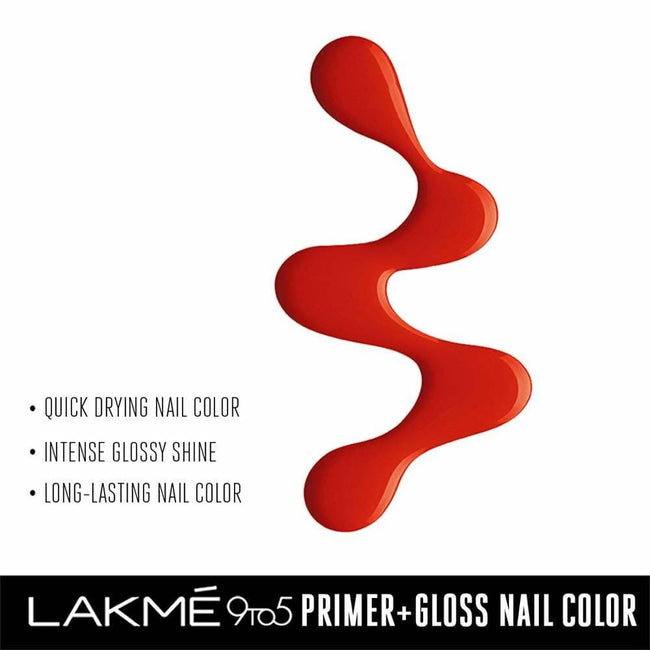 Lakme 9 To 5 Primer + Gloss Nail Colour - Cherry Red Main Image