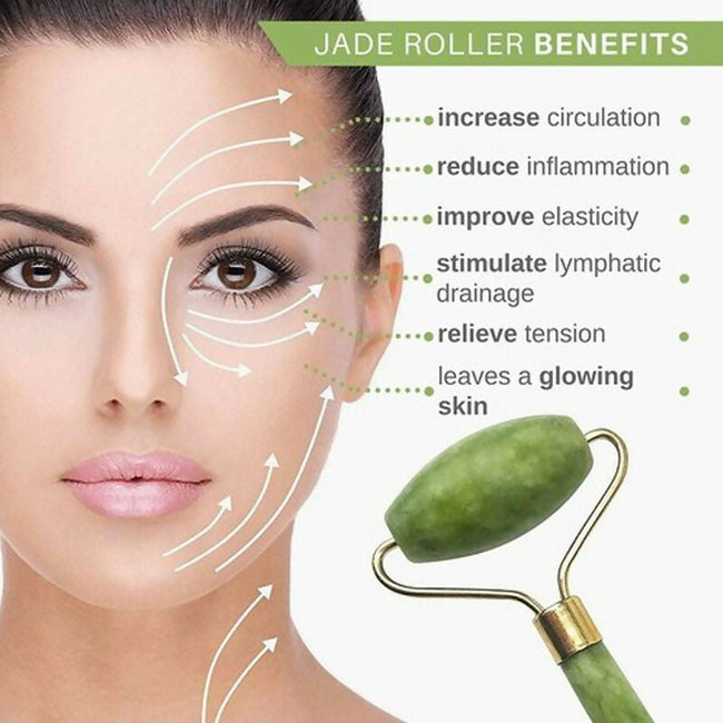 WishCare Face Massage Jade Roller For Glowing Skin - Green Main Image