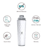 Vaya Drynk Stainless Steel Water Bottle Tumbler for Office - 600ml (White)
