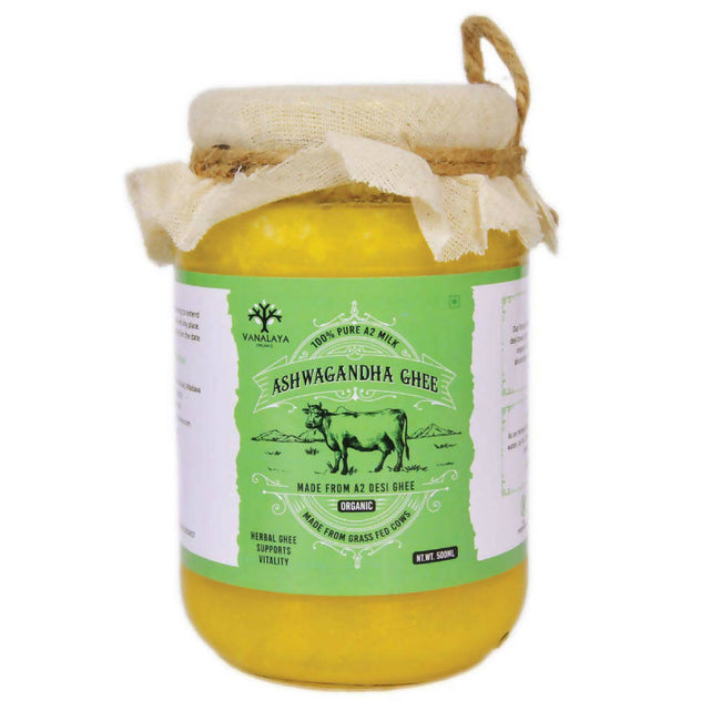 Vanalaya Organic Ashwagandha Infused Desi Cow Ghee | Organic Desi Cow Ghee | A2 Ghee | Pure Organic Cow Ghee Hover Image