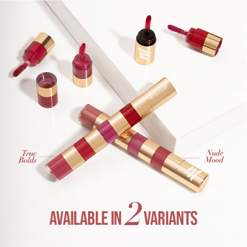 MyGlamm Super 4 Liquid Lipstick Stack - True Bolds