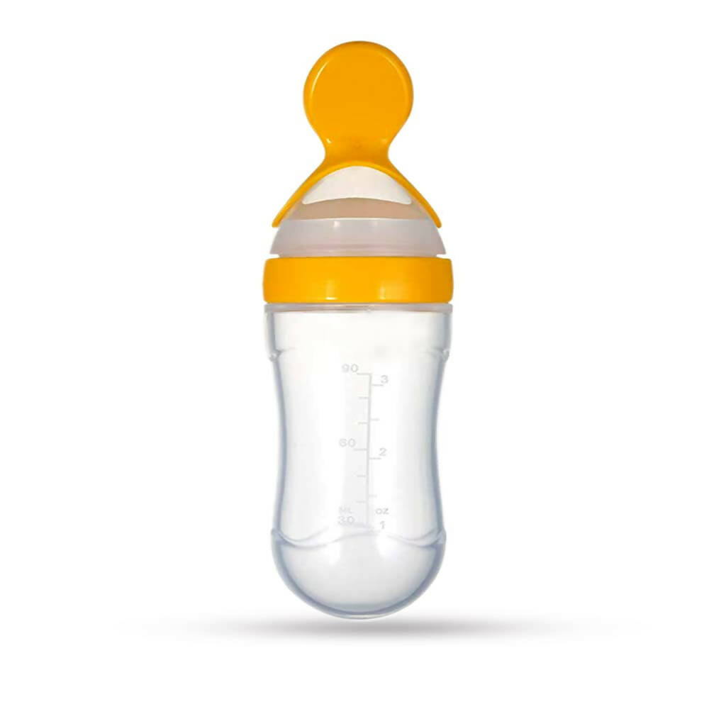 Goodmunchkins Silicone Spoon Food Feeder Silicone Bottle for Babies-Yellow