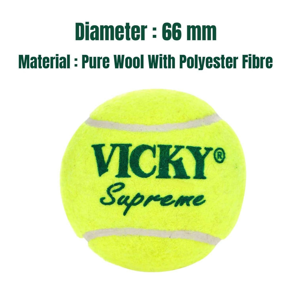 Vicky Supreme Yellow Tennis/Cricket Ball Heavy Multipurposeful Design & Durable Rubber Built
