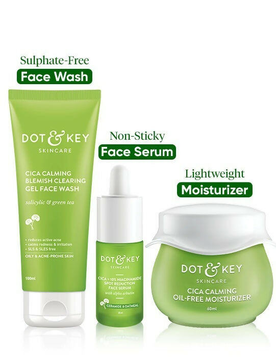 Dot & Key Cica + Niacinamide C + E CSM (Cleanser, Serum, Moisturizer) Routine for Oily & Acne Prone Skin