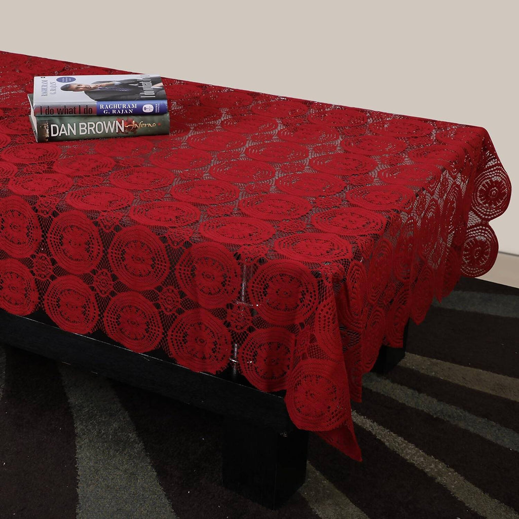 Stitchnest Net 4 Seater Table Cover - Maroon