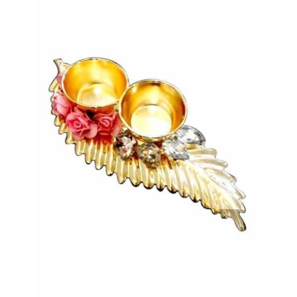 Leaf Shaped Haldi Kumkum Holder Hover Image