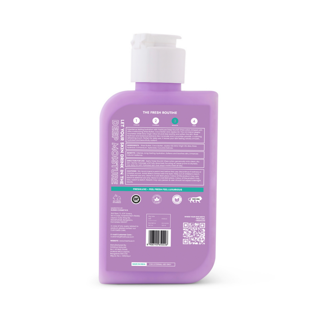 FreshLuxe Shea Butter Lotion with Coco Butter & Jojoba Oil For Deep Moisturization