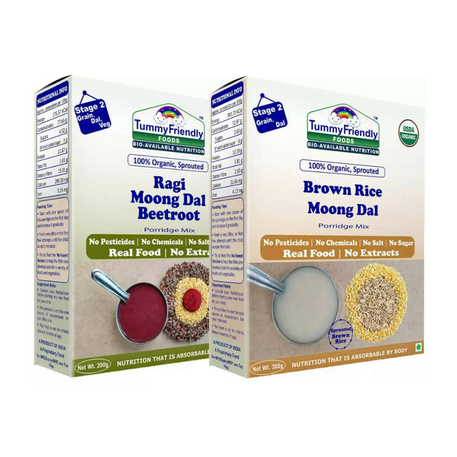 TummyFriendly Foods Certified Stage2 Ragi, Brown Rice Porridge Mixes Combo Hover Image