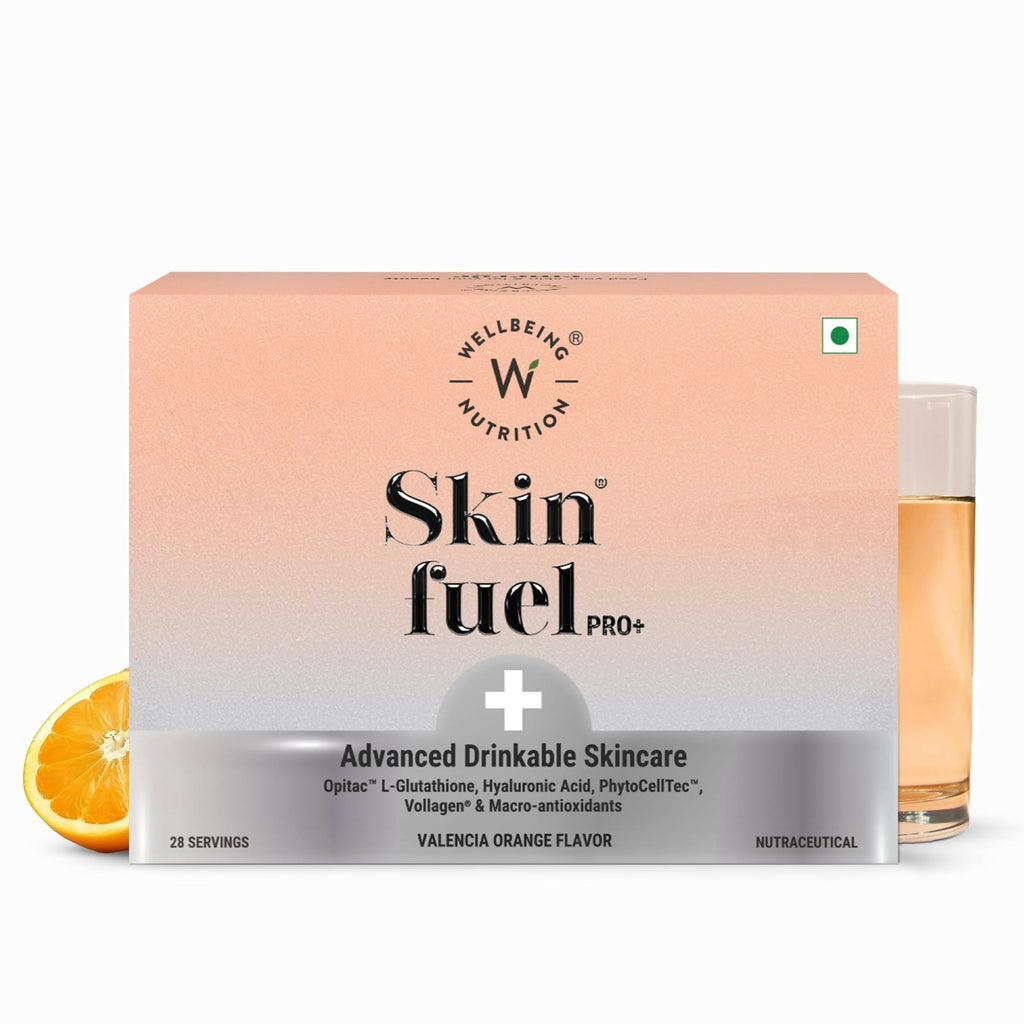 Wellbeing Nutrition Skin Fuel Pro+ - Valencia Orange Flavour, Reduced Pigmentation & Dark Spots, Brightens Skin Tone, Anti-aging - Limited Time Offer