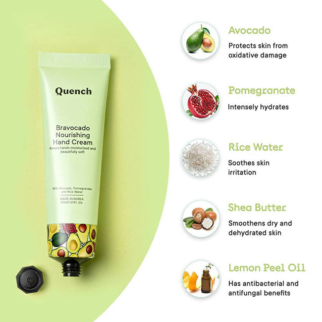 Quench Botanics Bravocado Nourishing Hand Cream With Avocado, Rice Water & Pomegranate, Korean Beauty Main Image