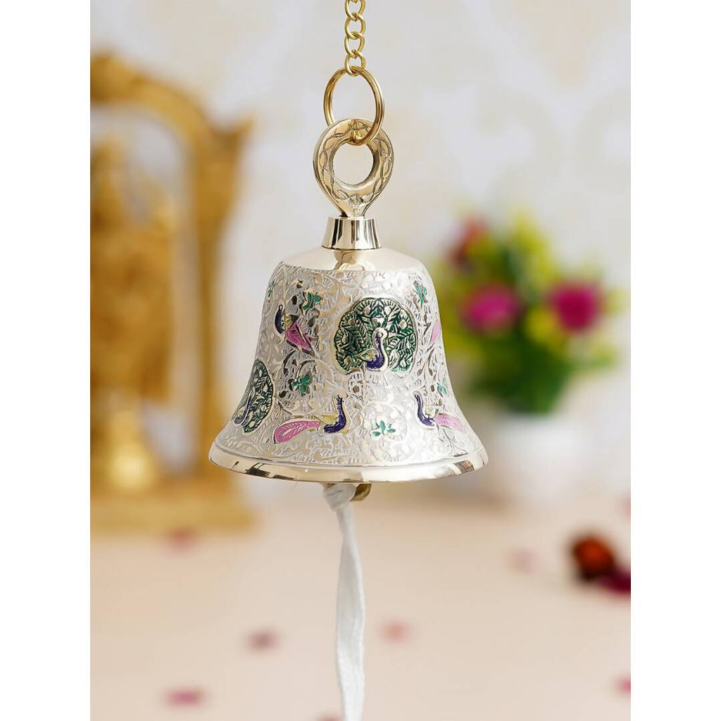 eCraftIndia Multicoloured Brass Hanging Pooja Bell Showpieces