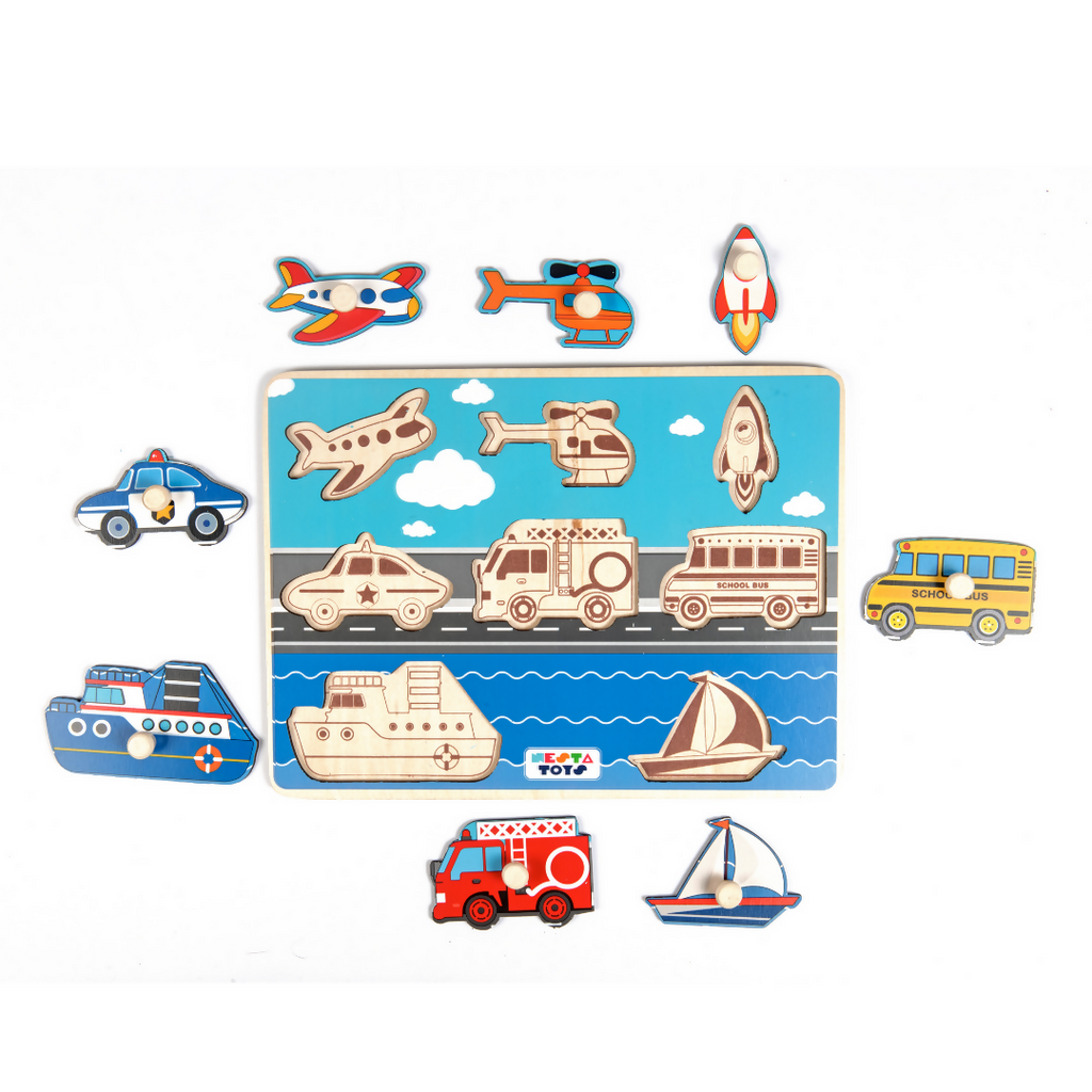 Nesta Toys Wooden Vehicle Knob Puzzle (8 Pcs)