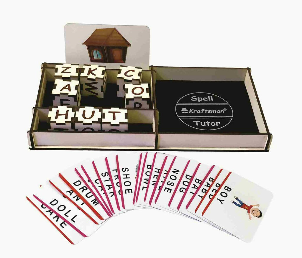 Kraftsman Wooden Spell Tutor Spelling Learning Game With Flash Cards | Educational Toys & Return Gift