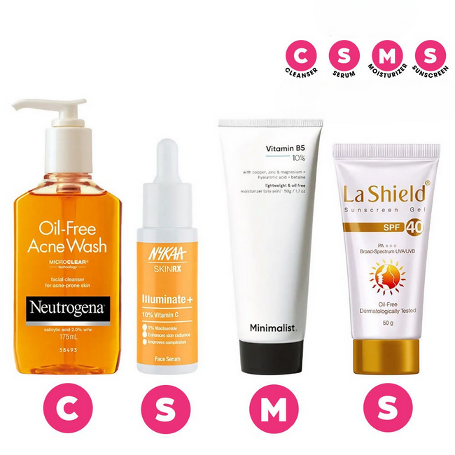 BUY3X CSMS (Cleanser, Serum, Moisturizer, Sunscreen) Combo For Oily Skin Main Image