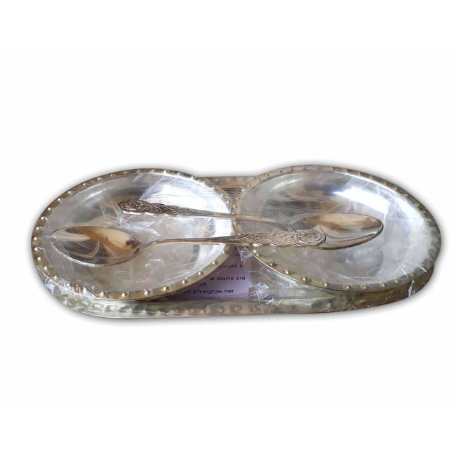 Silver Tray with Cups and Spoons Hover Image