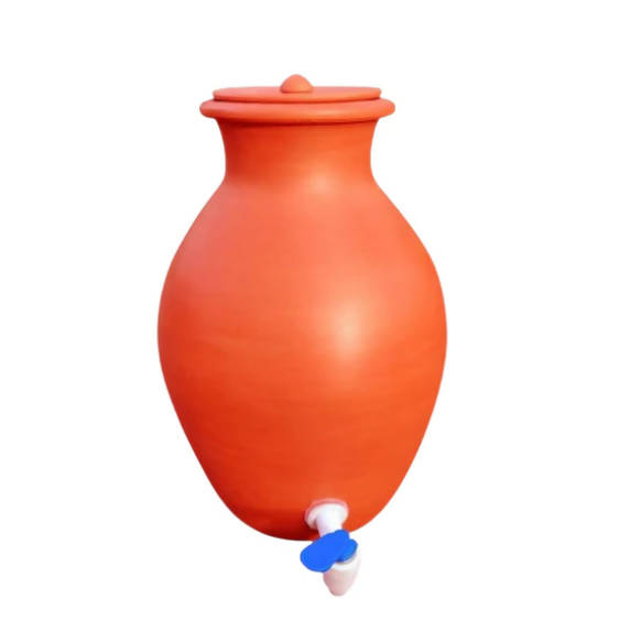 Tamas Handmade & Eco-Friendly Earthen Pot With Clay Lid & Tap Hover Image
