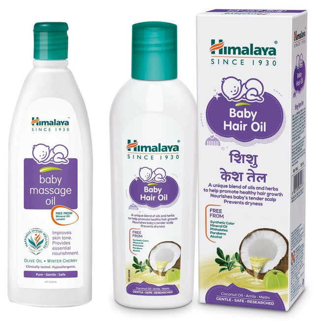 Himalaya Baby Massage Oil & Himalaya Baby Hair Oil Combo Hover Image
