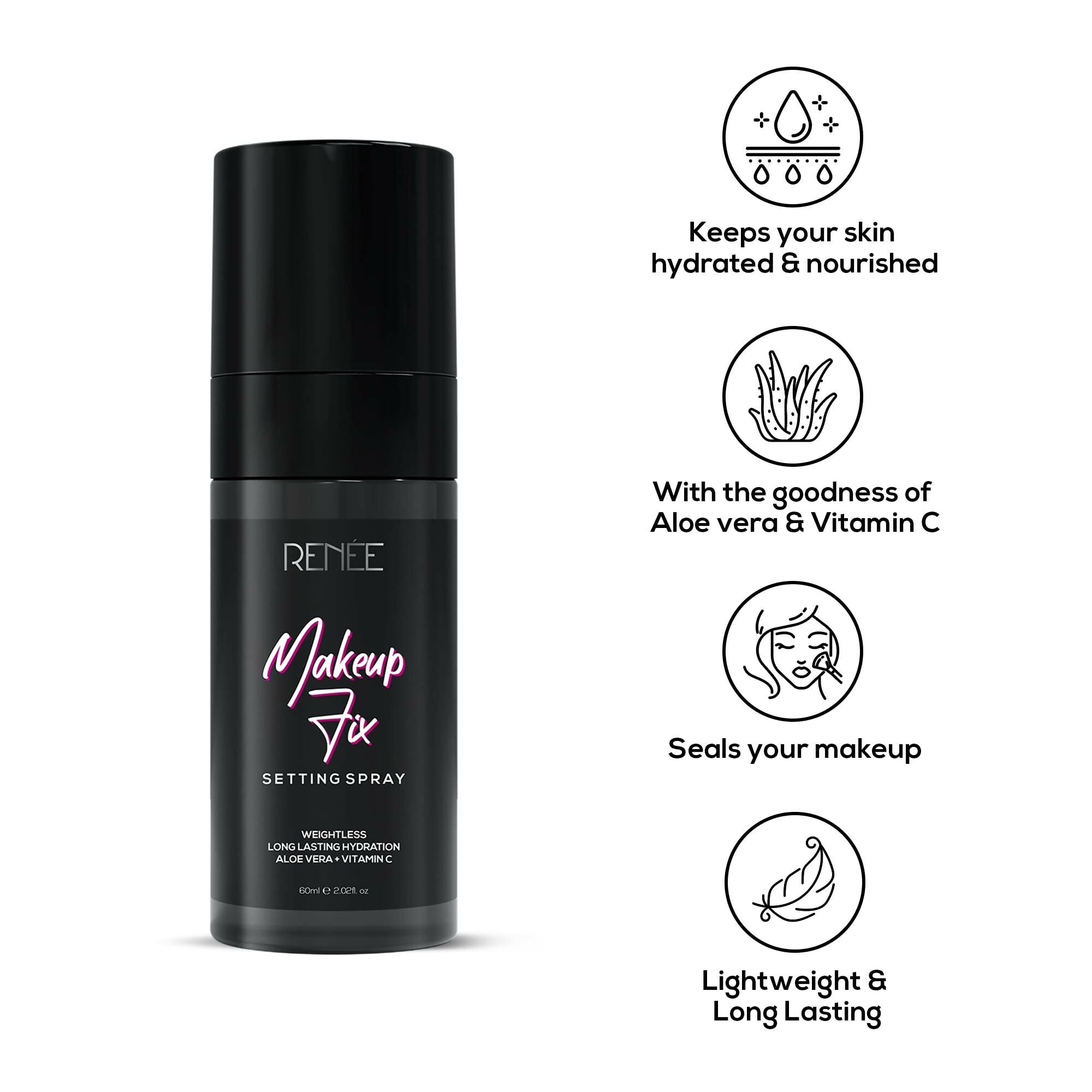 Renee Cosmetics Makeup Fix Setting Spray - Prevents Cracks, Minimizes Pores & Fine Lines