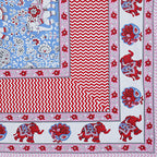 Rudra Bazaar Red Blue 210 TC Cotton Double King Bedsheet With 2 Pillow Covers