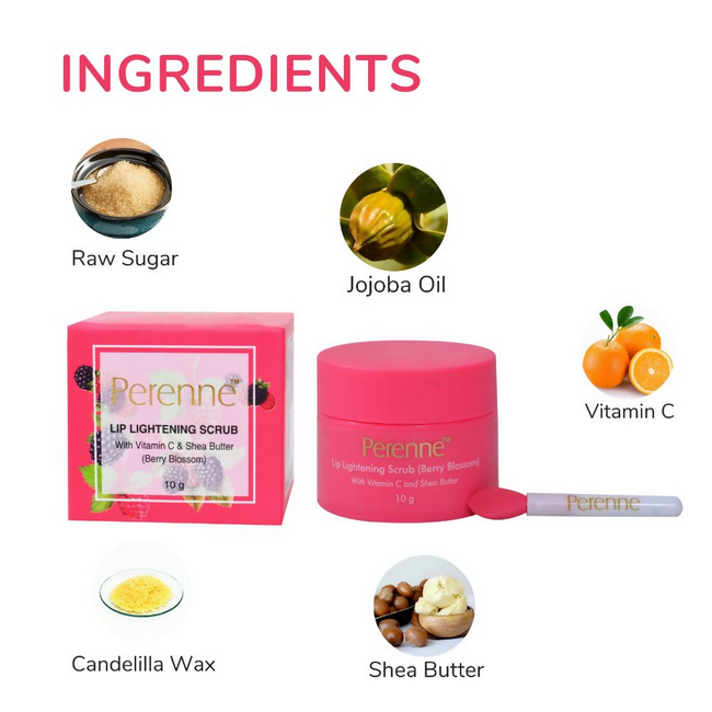 Perenne Lip Lightening Scrub With Vitamin C & Shea Butter - Berry Blossom Main Image