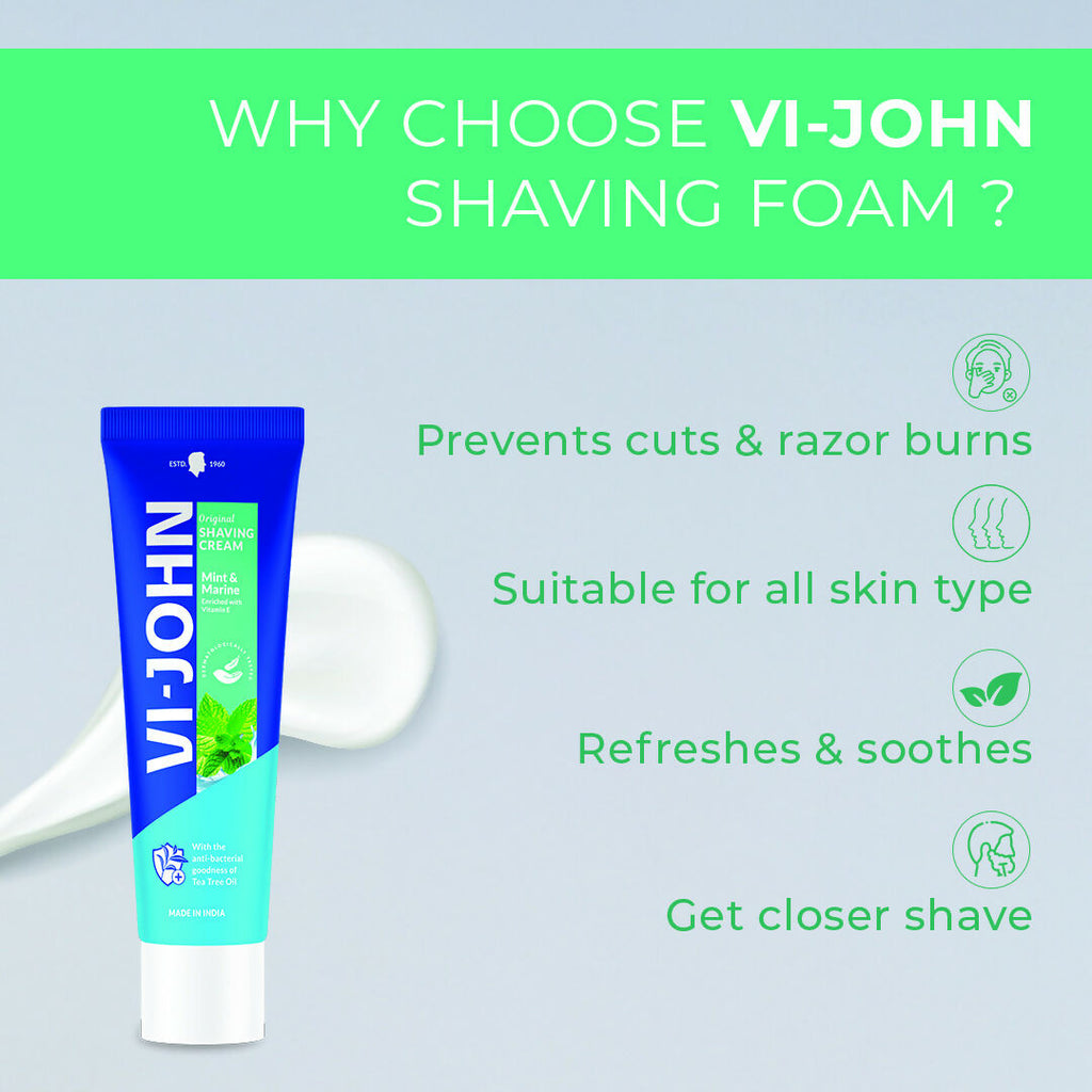 VI-JOHN Dermatologically Tested Vitamin-E enriched Anti Bacterial Mint & Marine Shaving Cream