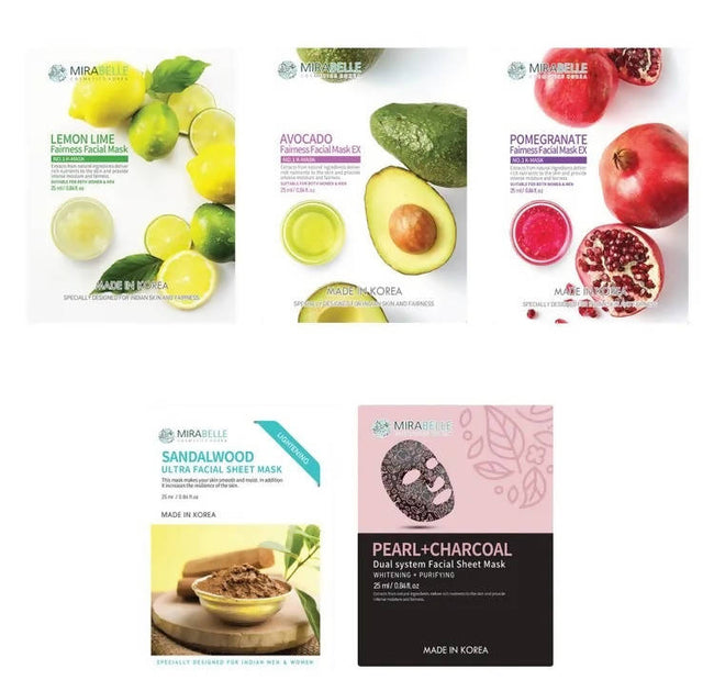 Mirabelle Korea Lighter Skin Facial Sheet Mask Combo Hover Image