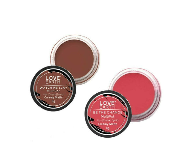 Love Earth Lip Tint & Cheek Tint Multipot Combo (Coral & Raspberry Pink) Hover Image